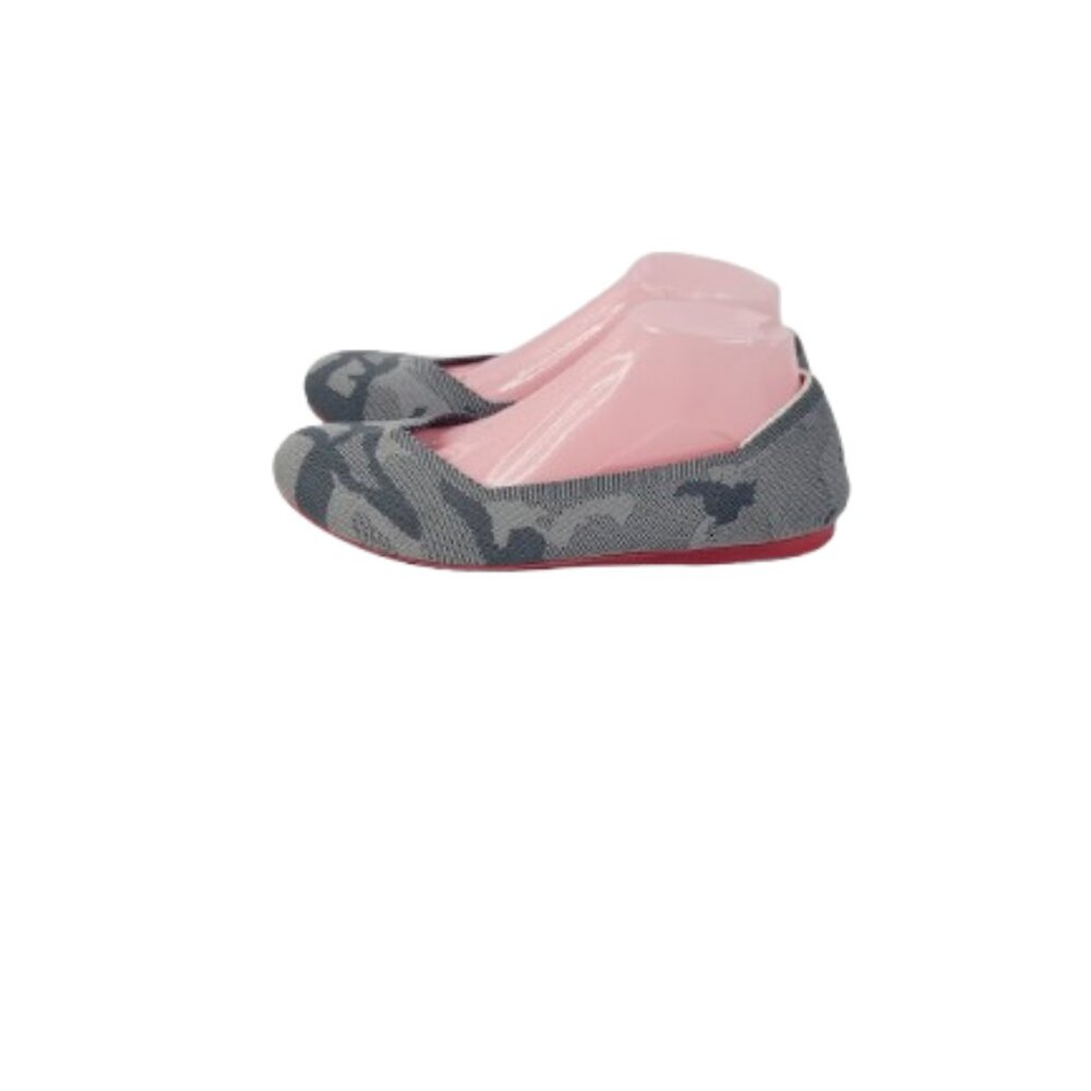 Rothy'sโ Women's Grey Camouflage Knit The Flat Round Toe Ballet Flats Size US 9